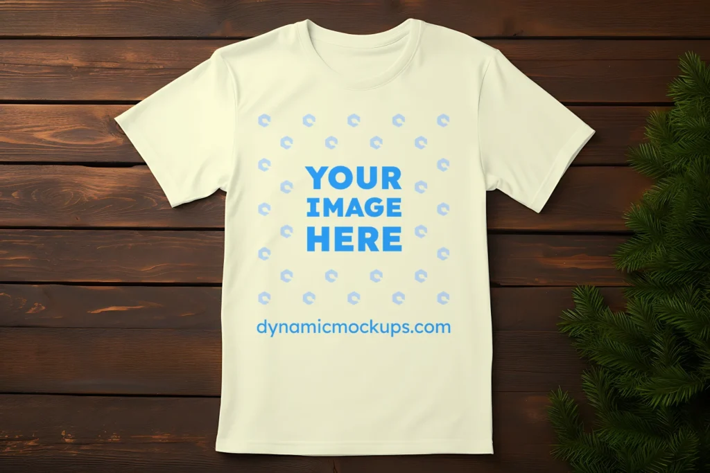 Flat Lay Cream T-shirt Mockup Front View Template