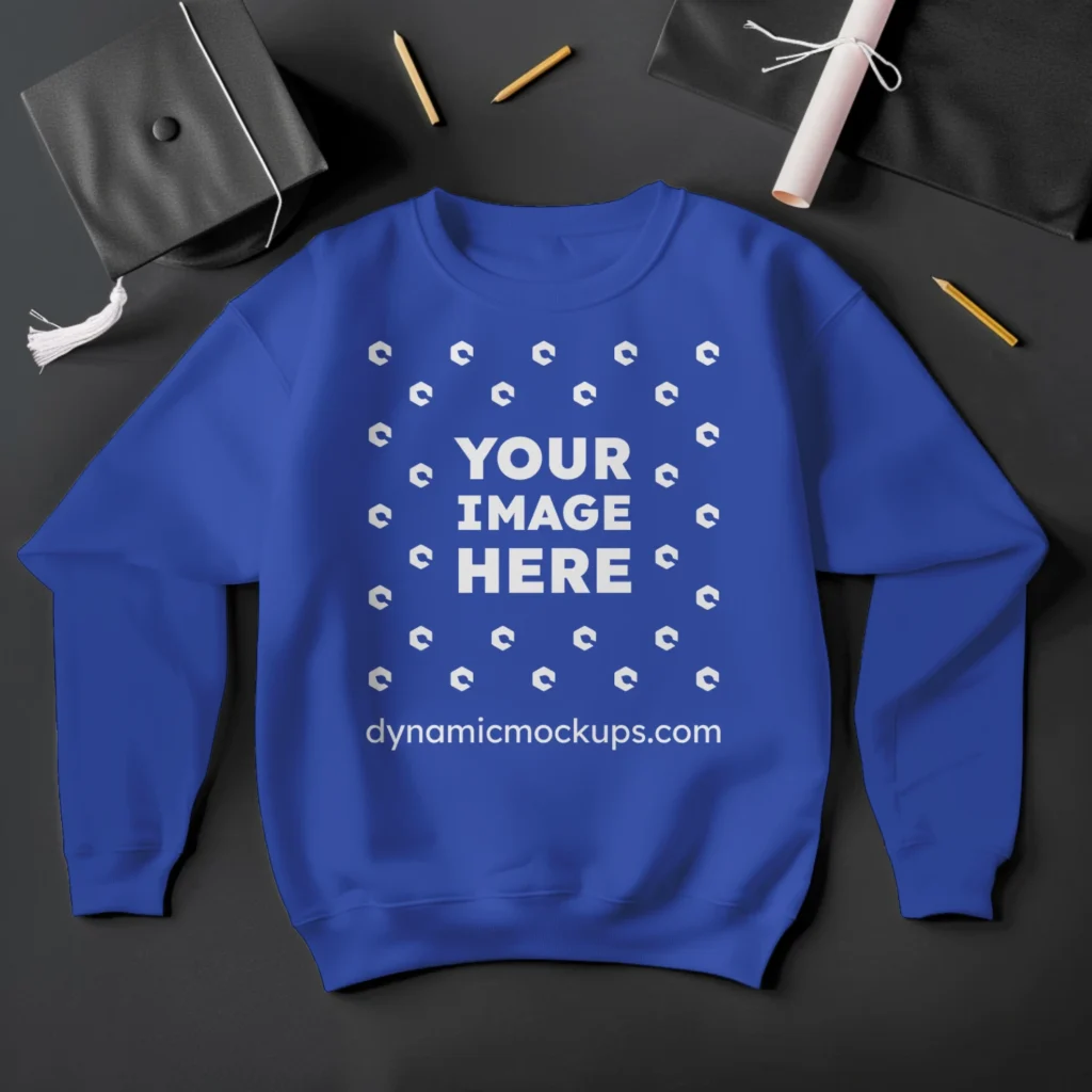 Flat Lay Dark Blue Sweatshirt Mockup Front View Template