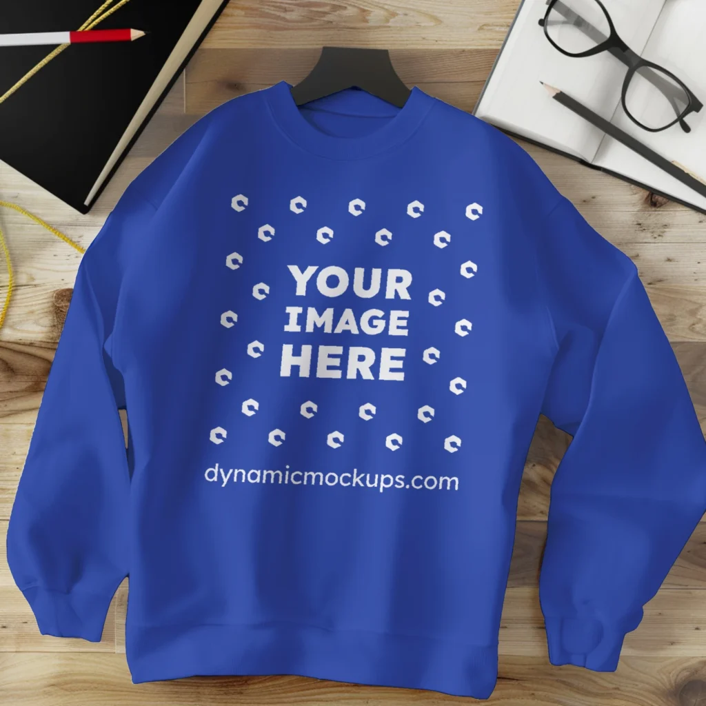 Flat Lay Dark Blue Sweatshirt Mockup Front View Template