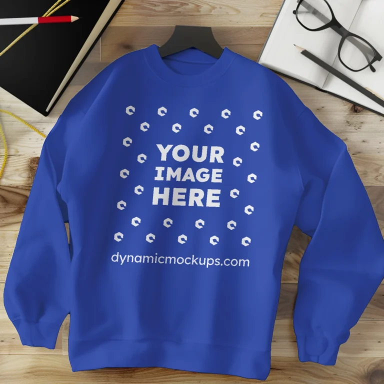 Flat Lay Dark Blue Sweatshirt Mockup Front View Template