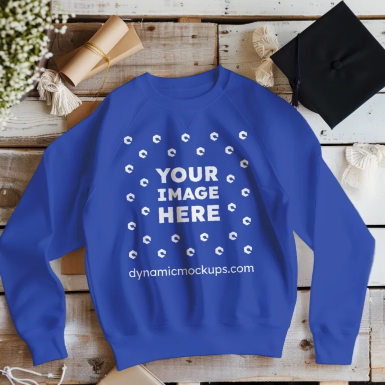 Flat Lay Dark Blue Sweatshirt Mockup Front View Template