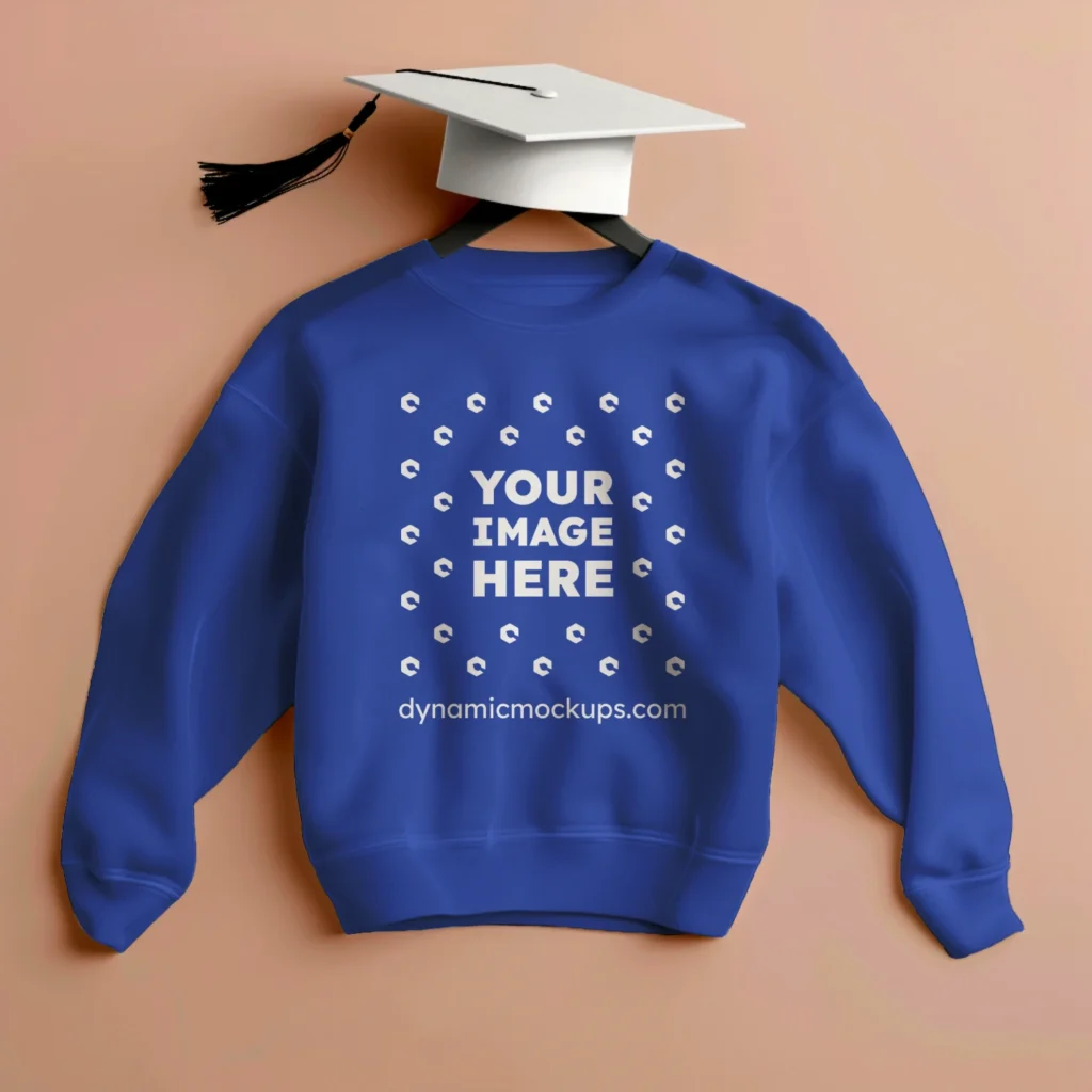 Flat Lay Dark Blue Sweatshirt Mockup Front View Template