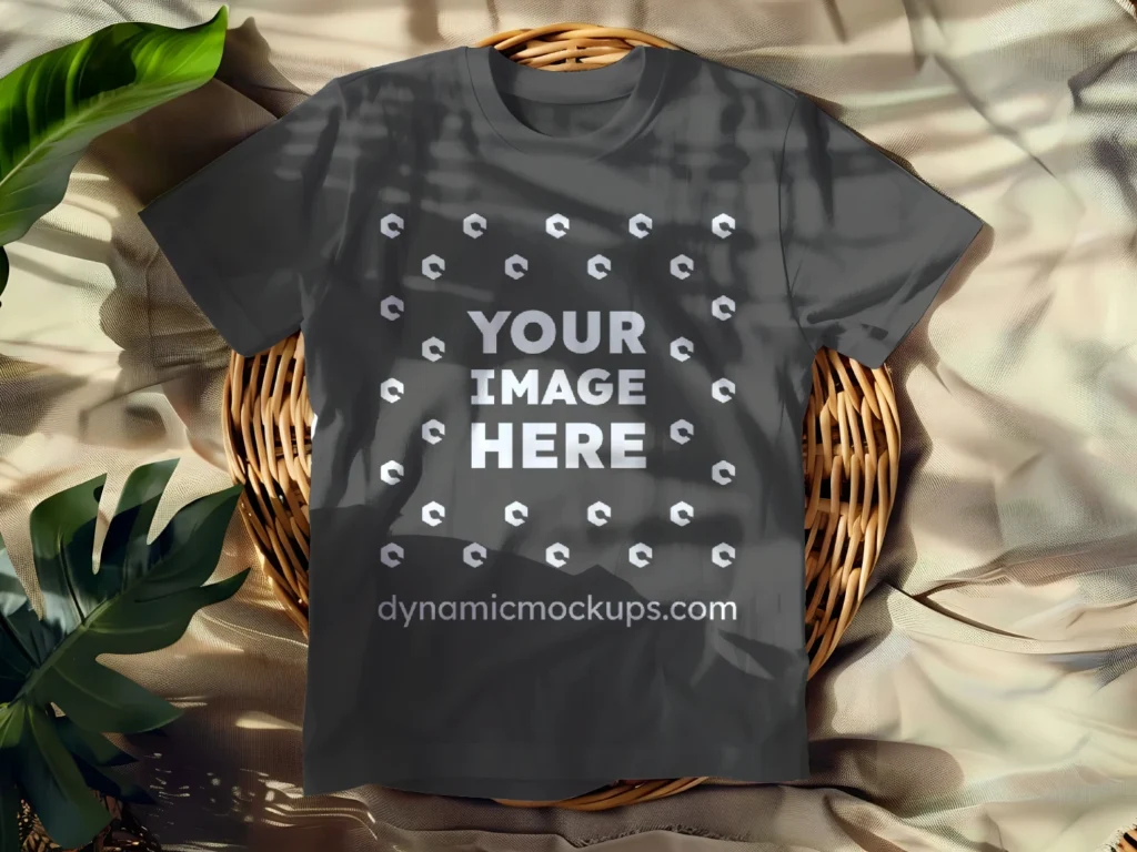 Flat LayDark Gray T-shirt Mockup Front View Template