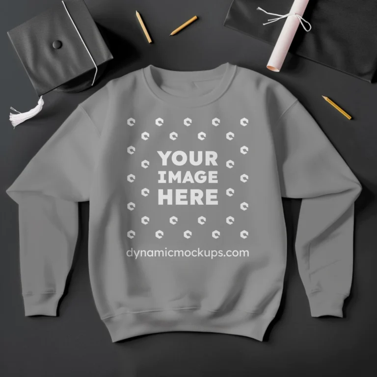 Flat Lay Gray Sweatshirt Mockup Front View Template