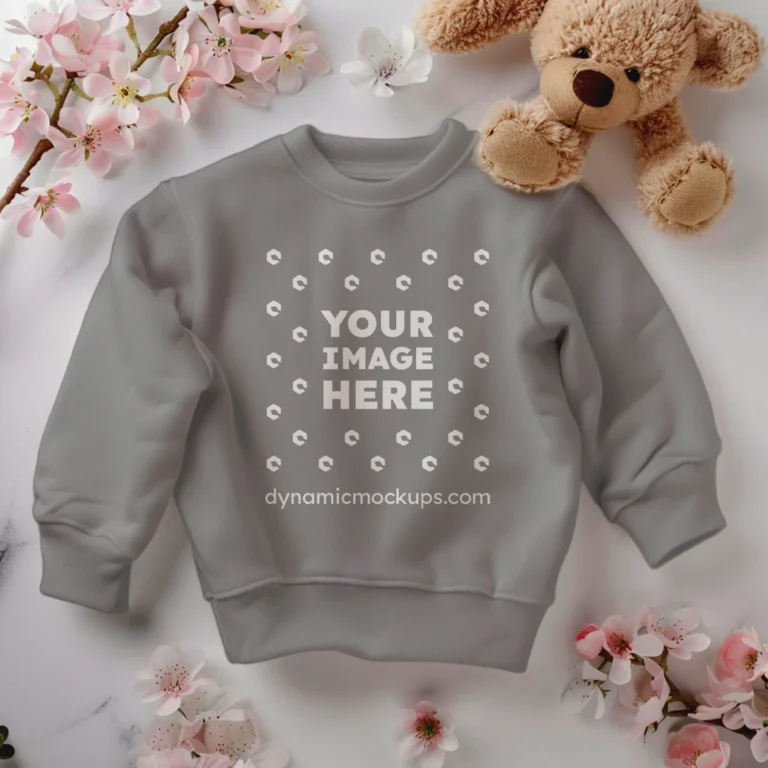 Flat Lay Gray Sweatshirt Mockup Front View Template