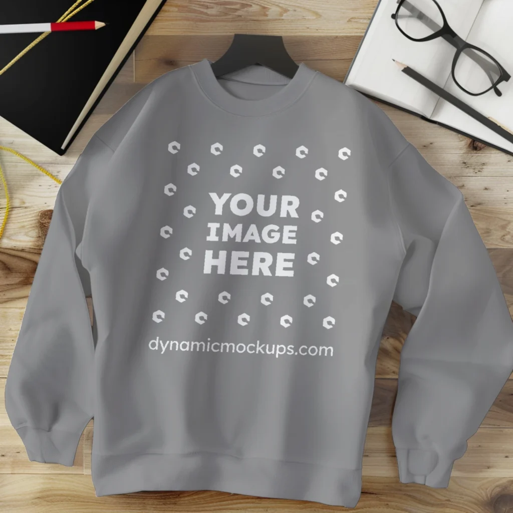 Flat Lay Gray Sweatshirt Mockup Front View Template