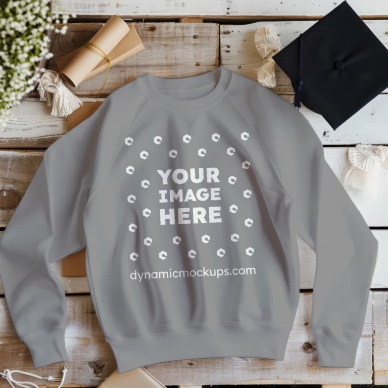 Flat Lay Gray Sweatshirt Mockup Front View Template