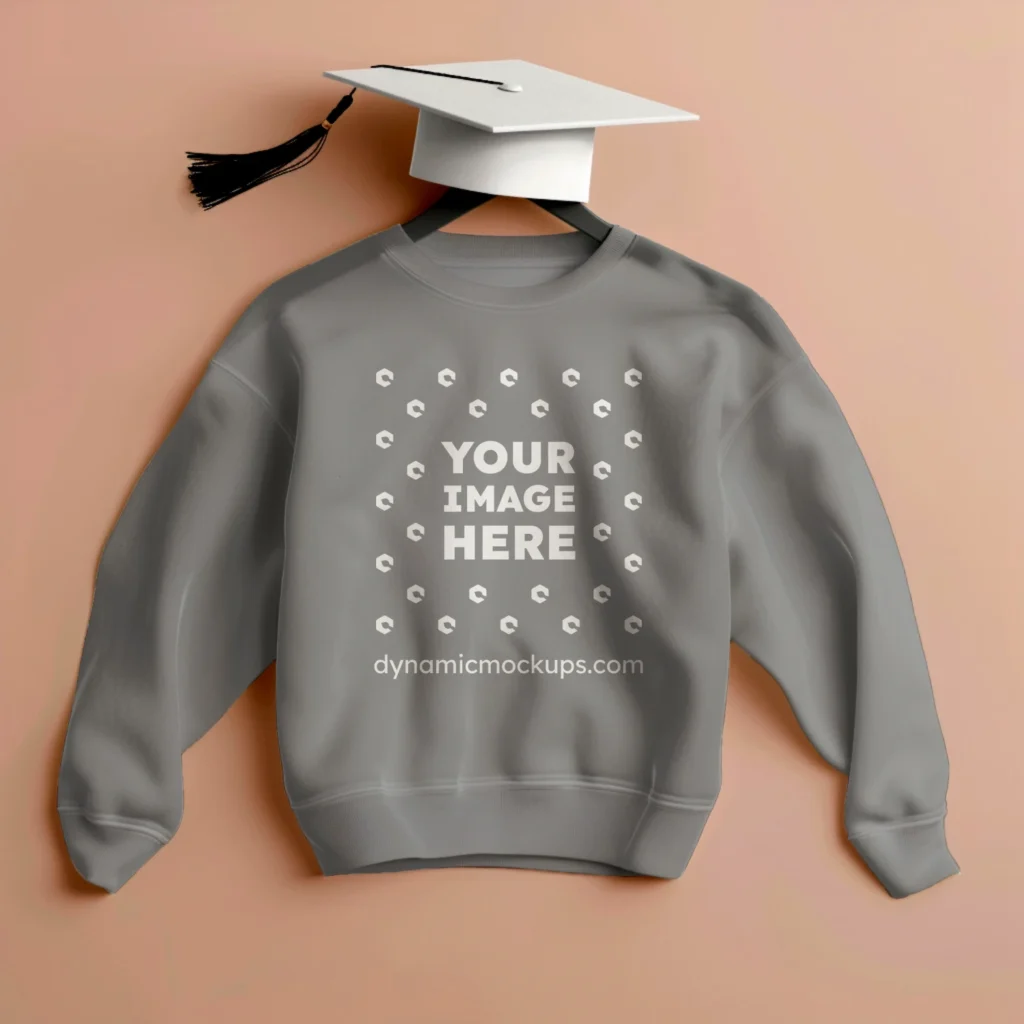 Flat Lay Gray Sweatshirt Mockup Front View Template