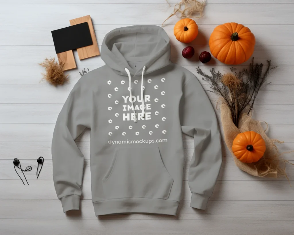 Flat Lay Gray Hoodie Mockup Front View Template