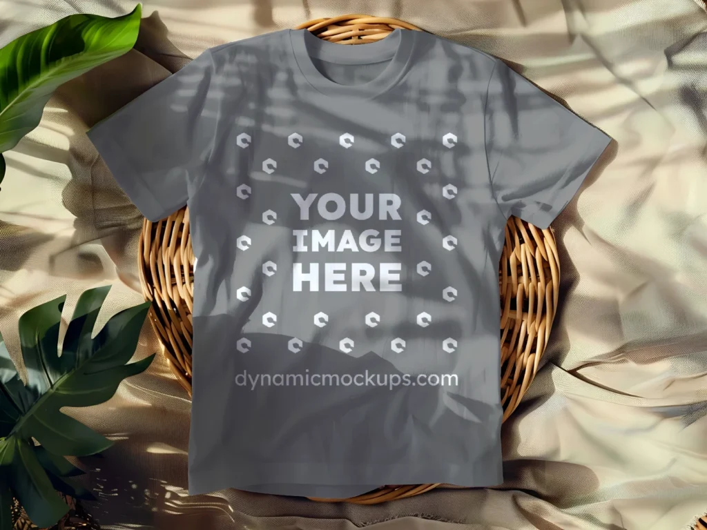 Flat LayGray T-shirt Mockup Front View Template