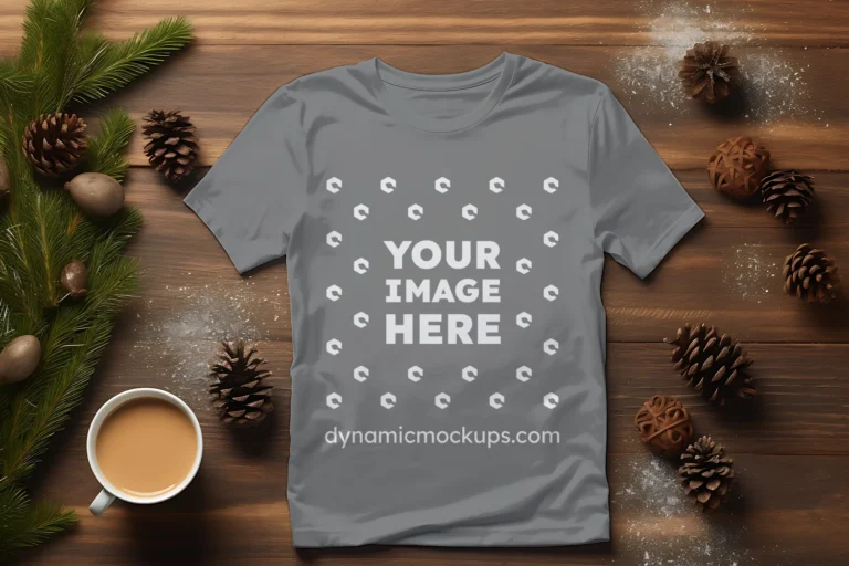 Flat Lay Gray T-shirt Mockup Front View Template