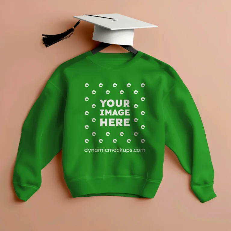 Flat Lay Green Sweatshirt Mockup Front View Template