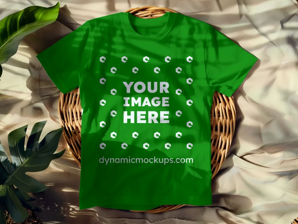 Flat LayGreen T-shirt Mockup Front View Template