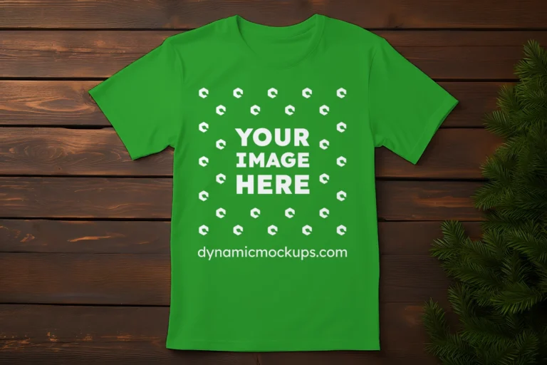 Flat Lay Green T-shirt Mockup Front View Template