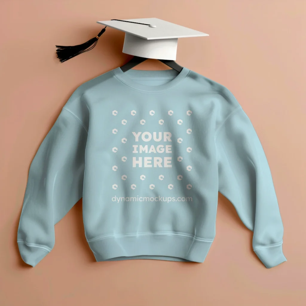 Flat Lay Light Blue Sweatshirt Mockup Front View Template