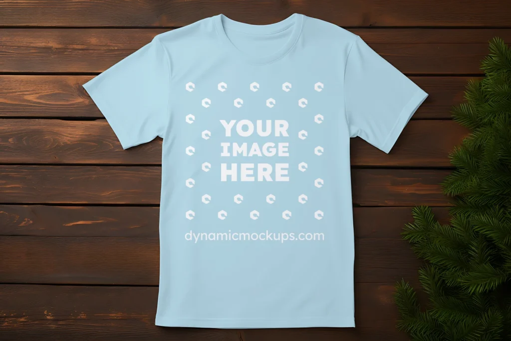 Flat Lay Light Blue T-shirt Mockup Front View Template