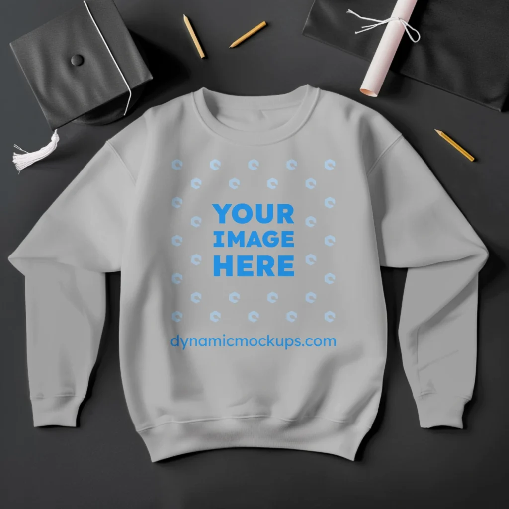 Flat Lay Light Gray Sweatshirt Mockup Front View Template