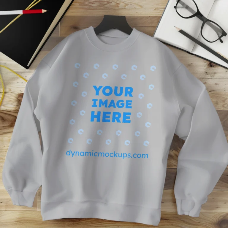 Flat Lay Light Gray Sweatshirt Mockup Front View Template