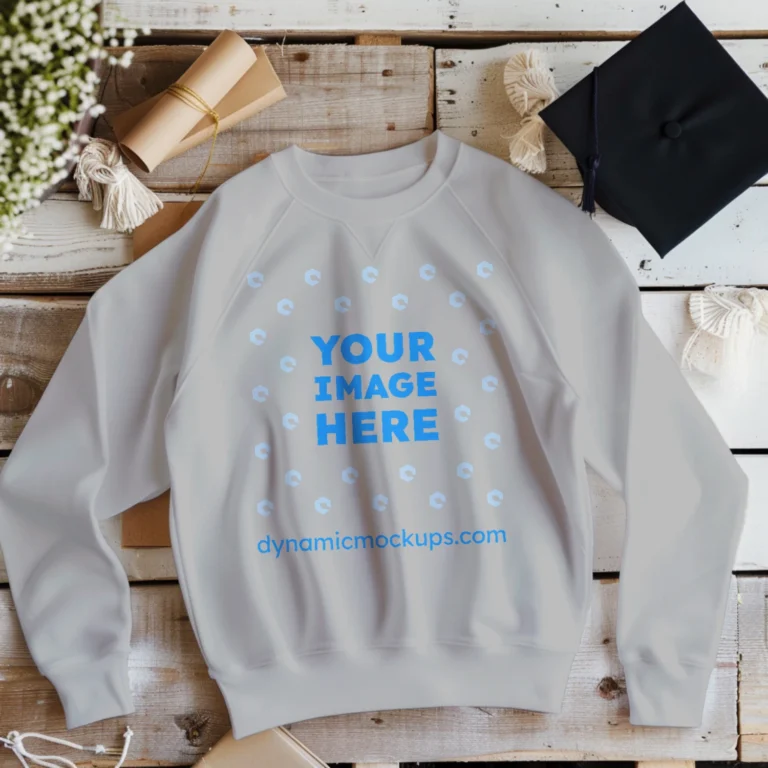 Flat Lay Light Gray Sweatshirt Mockup Front View Template