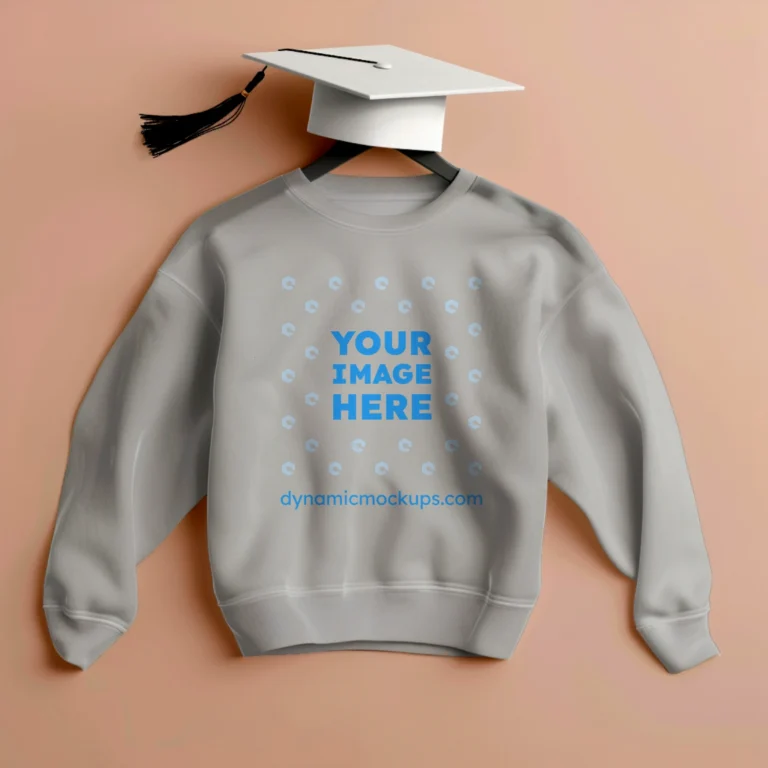 Flat Lay Light Gray Sweatshirt Mockup Front View Template