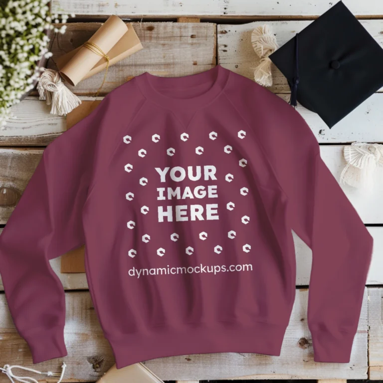 Flat Lay Maroon Sweatshirt Mockup Front View Template