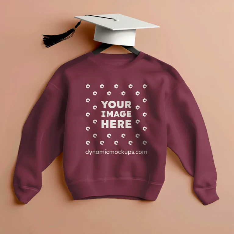 Flat Lay Maroon Sweatshirt Mockup Front View Template