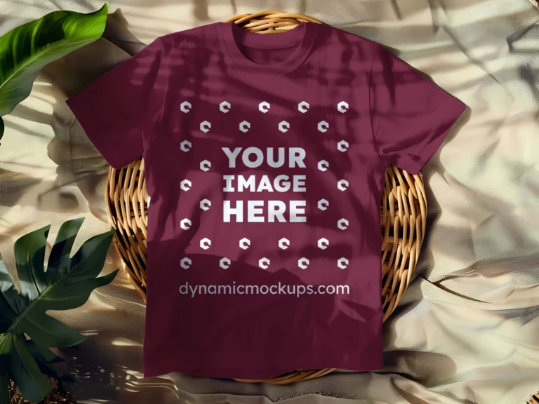 Flat LayMaroon T-shirt Mockup Front View Template