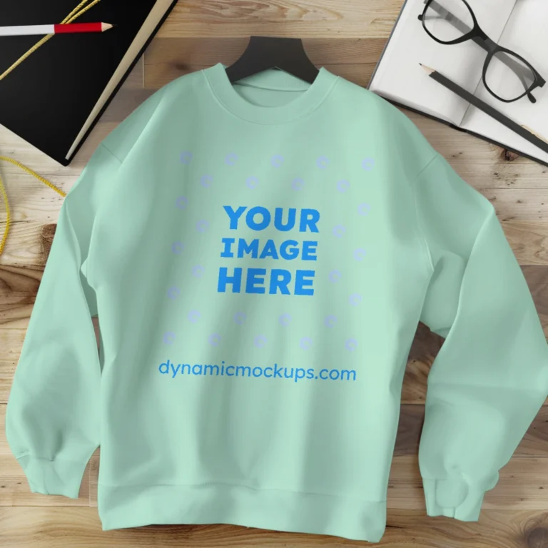 Flat Lay Mint Sweatshirt Mockup Front View Template