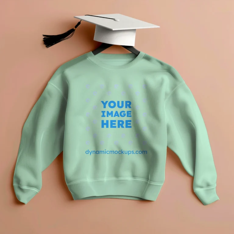 Flat Lay Mint Sweatshirt Mockup Front View Template