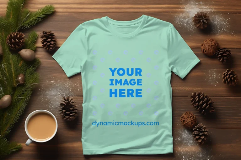 Flat Lay Mint T-shirt Mockup Front View Template