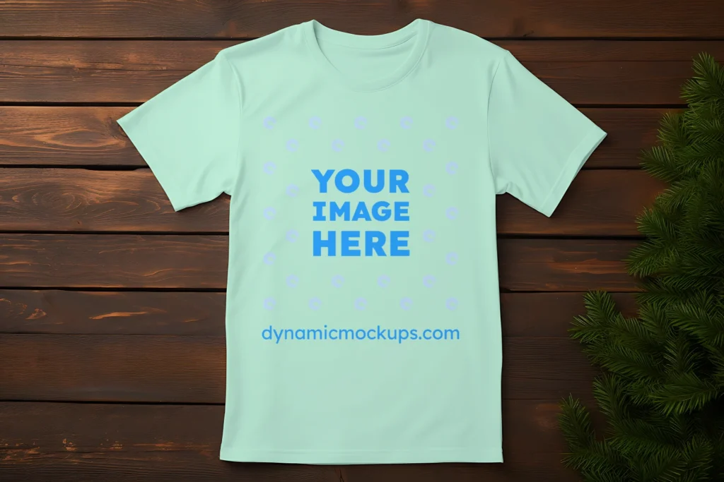 Flat Lay Mint T-shirt Mockup Front View Template