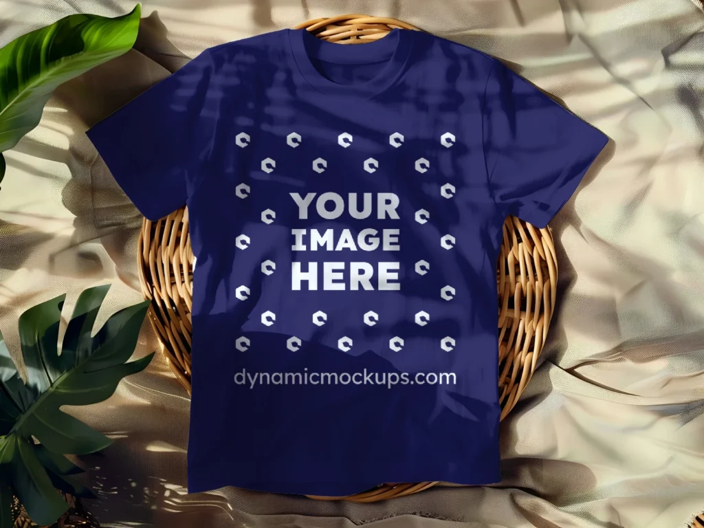 Flat LayNavy Blue T-shirt Mockup Front View Template