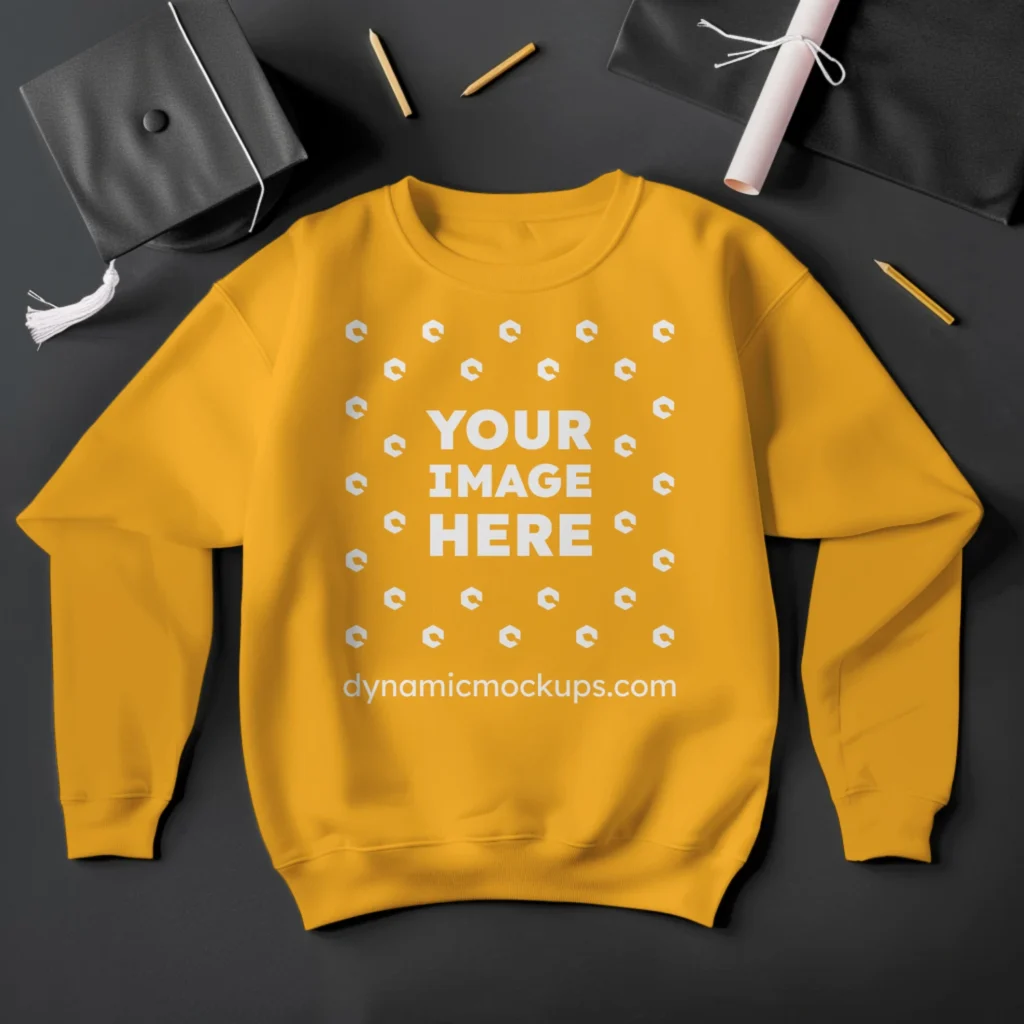 Flat Lay Orange Sweatshirt Mockup Front View Template