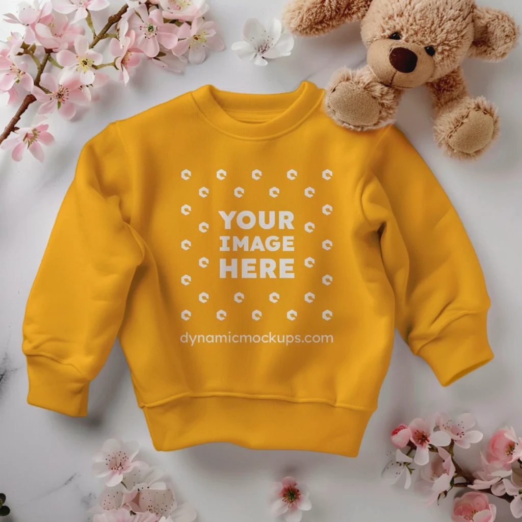 Flat Lay Orange Sweatshirt Mockup Front View Template