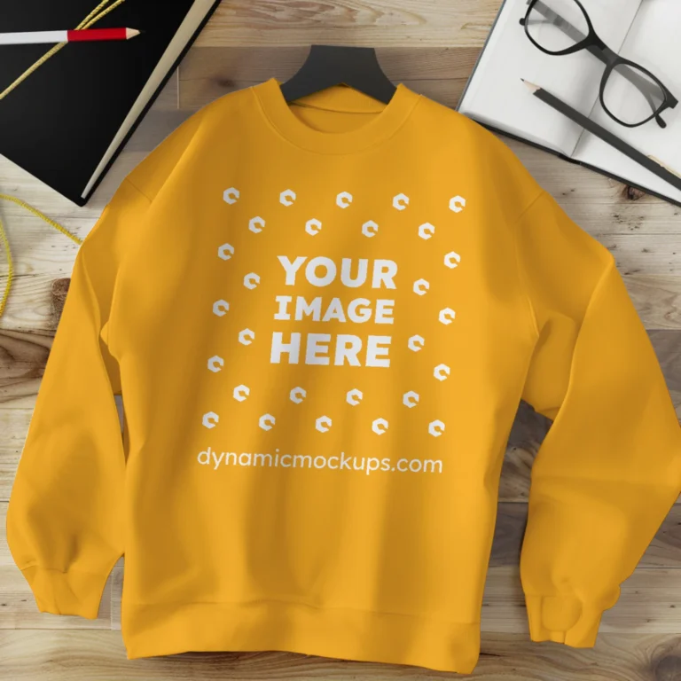 Flat Lay Orange Sweatshirt Mockup Front View Template