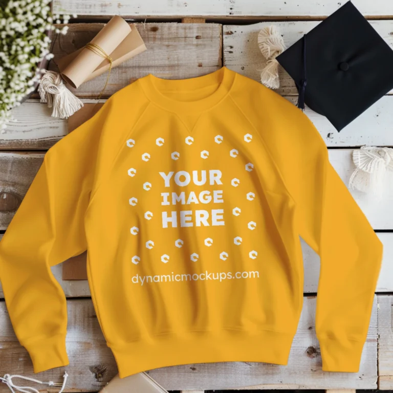 Flat Lay Orange Sweatshirt Mockup Front View Template