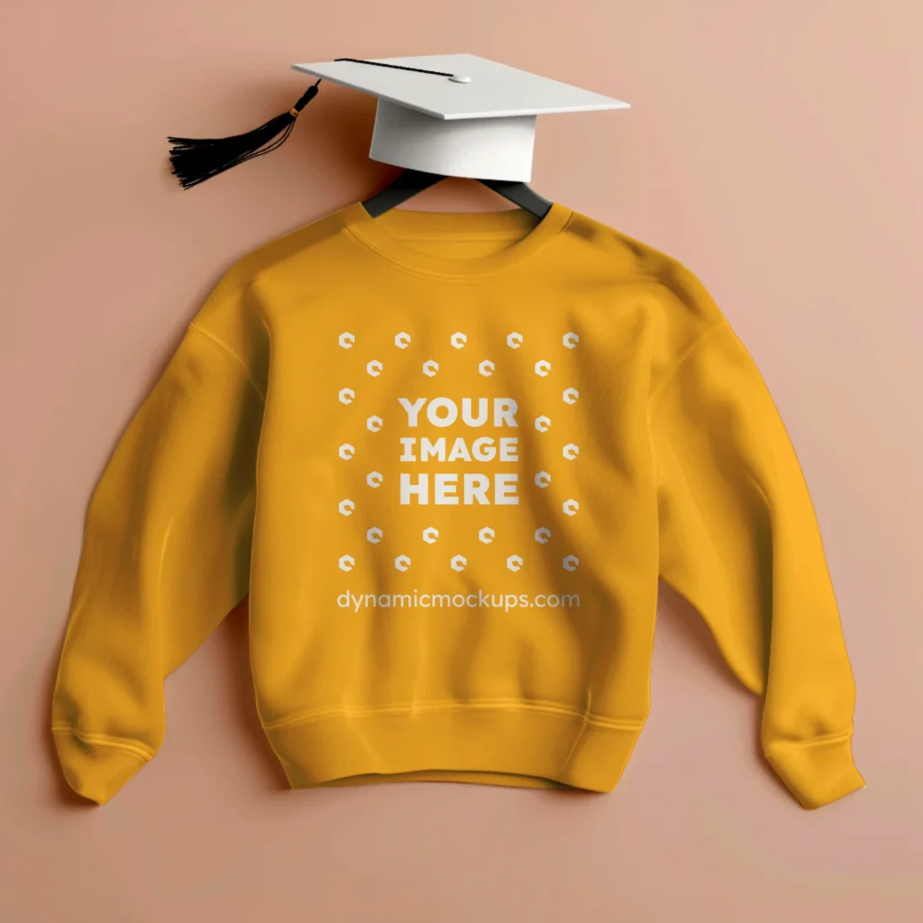 Flat Lay Orange Sweatshirt Mockup Front View Template