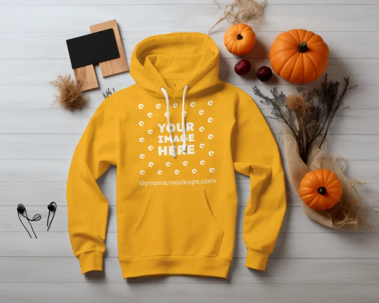 Flat Lay Orange Hoodie Mockup Front View Template