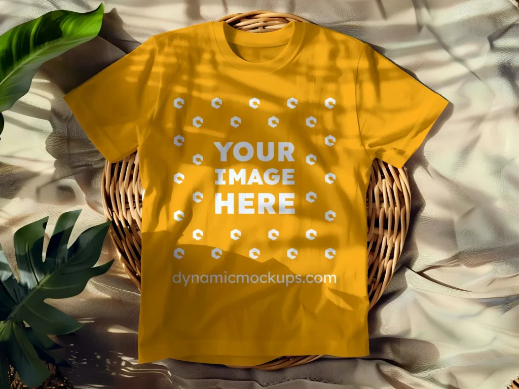 Flat LayOrange T-shirt Mockup Front View Template