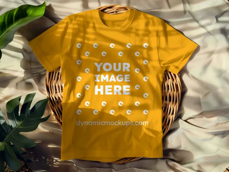 Flat LayOrange T-shirt Mockup Front View Template