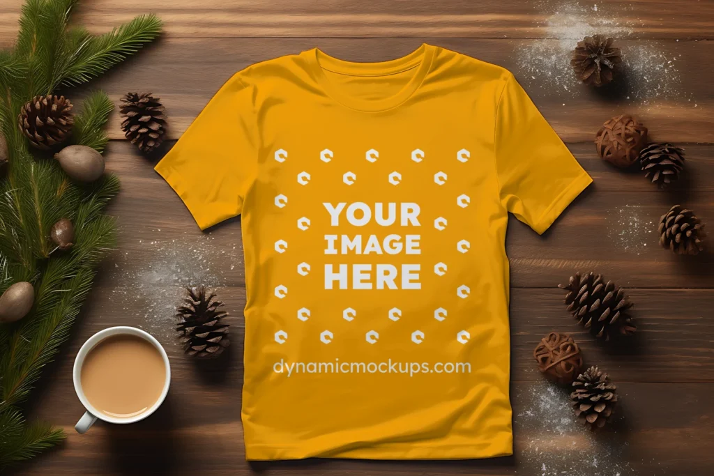 Flat Lay Orange T-shirt Mockup Front View Template