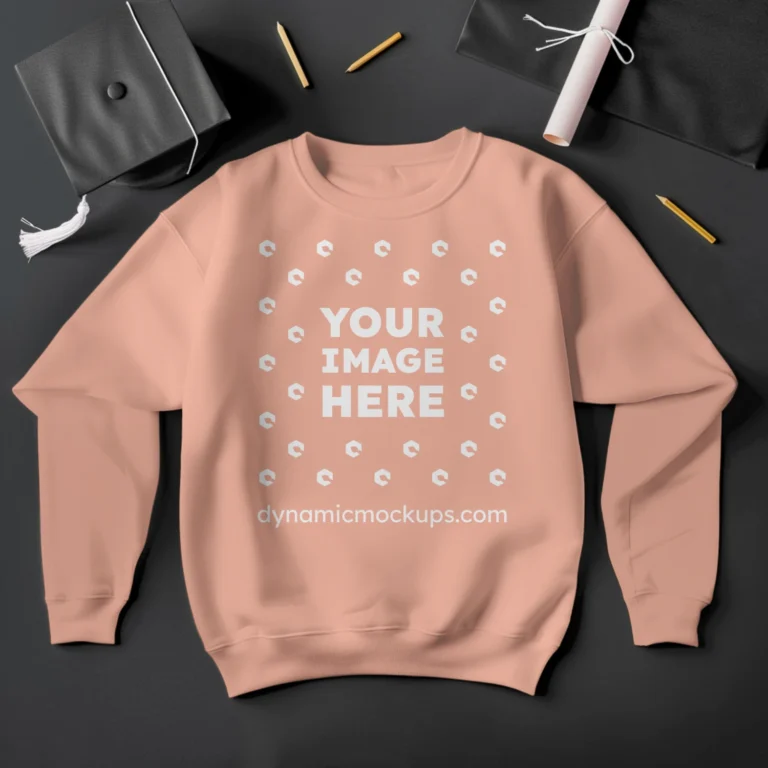 Flat Lay Peach Sweatshirt Mockup Front View Template