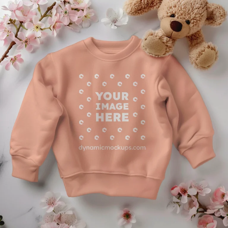 Flat Lay Peach Sweatshirt Mockup Front View Template