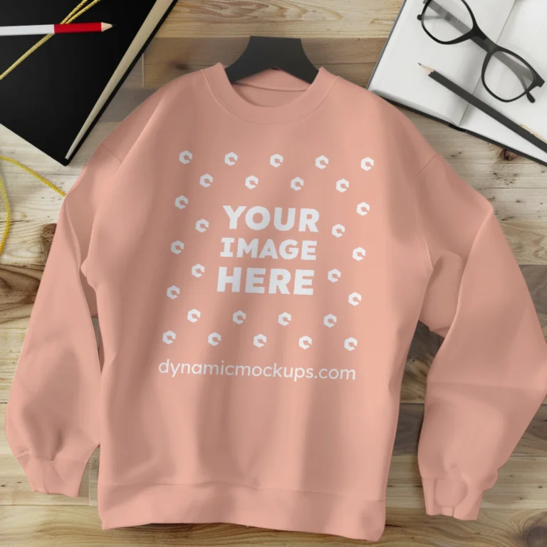 Flat Lay Peach Sweatshirt Mockup Front View Template