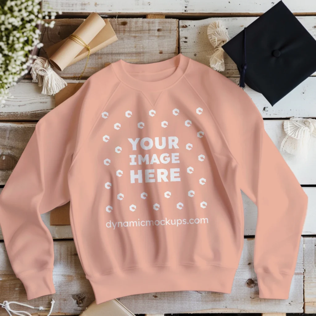 Flat Lay Peach Sweatshirt Mockup Front View Template