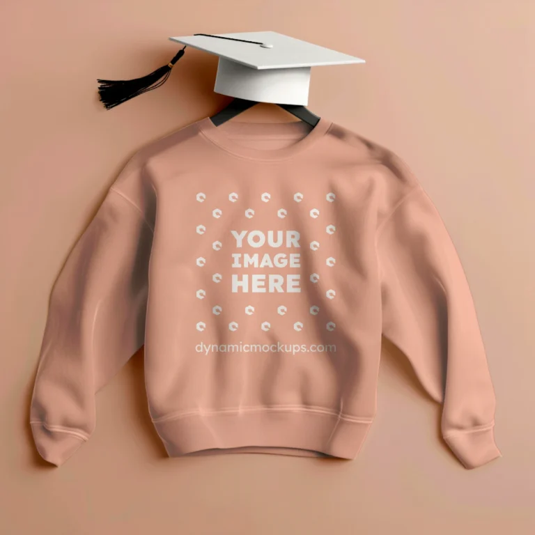 Flat Lay Peach Sweatshirt Mockup Front View Template