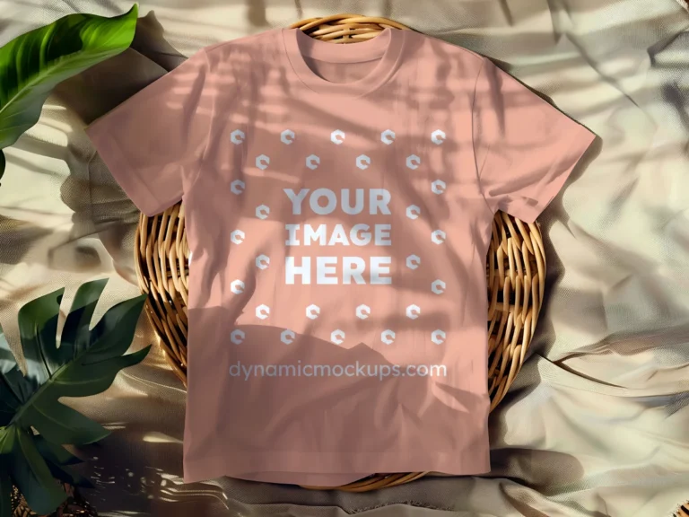 Flat LayPeach T-shirt Mockup Front View Template