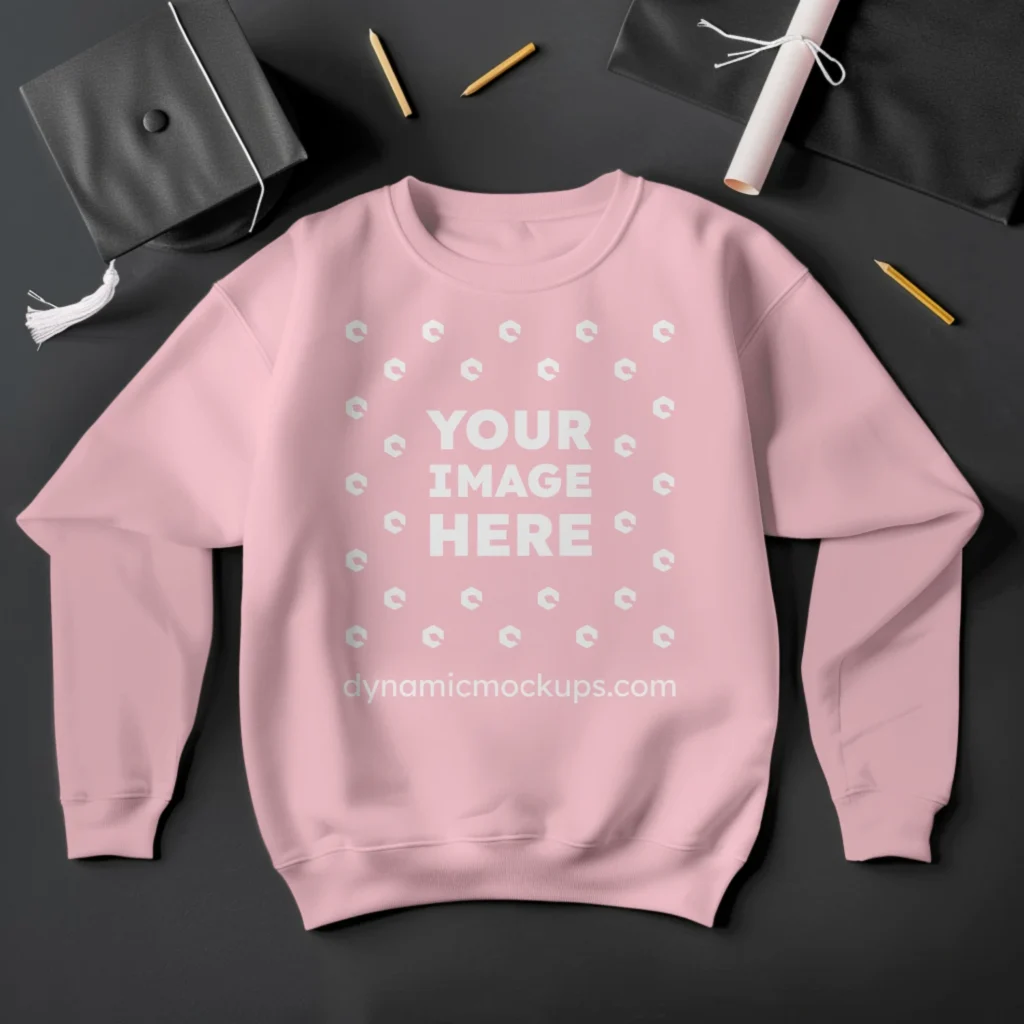 Flat Lay Pink Sweatshirt Mockup Front View Template