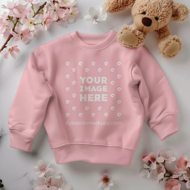 Flat Lay Pink Sweatshirt Mockup Front View Template