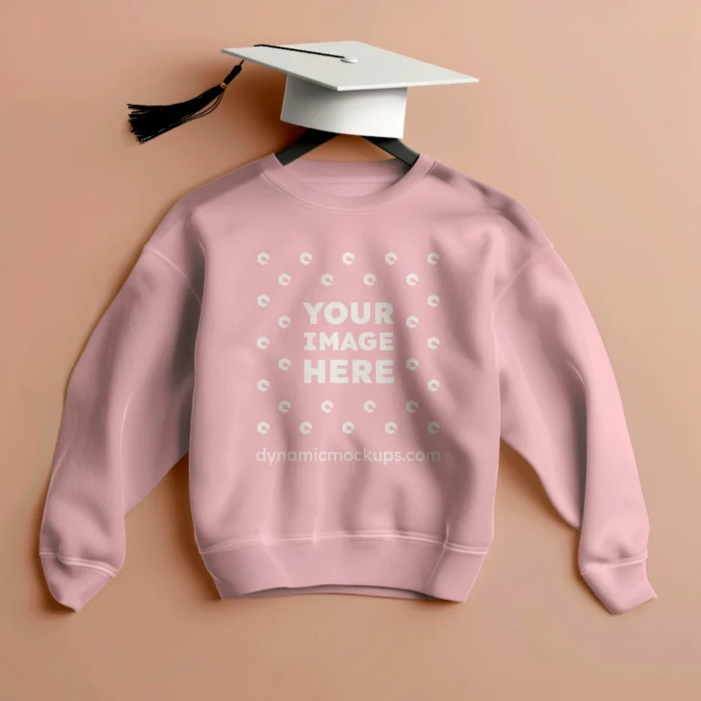 Flat Lay Pink Sweatshirt Mockup Front View Template